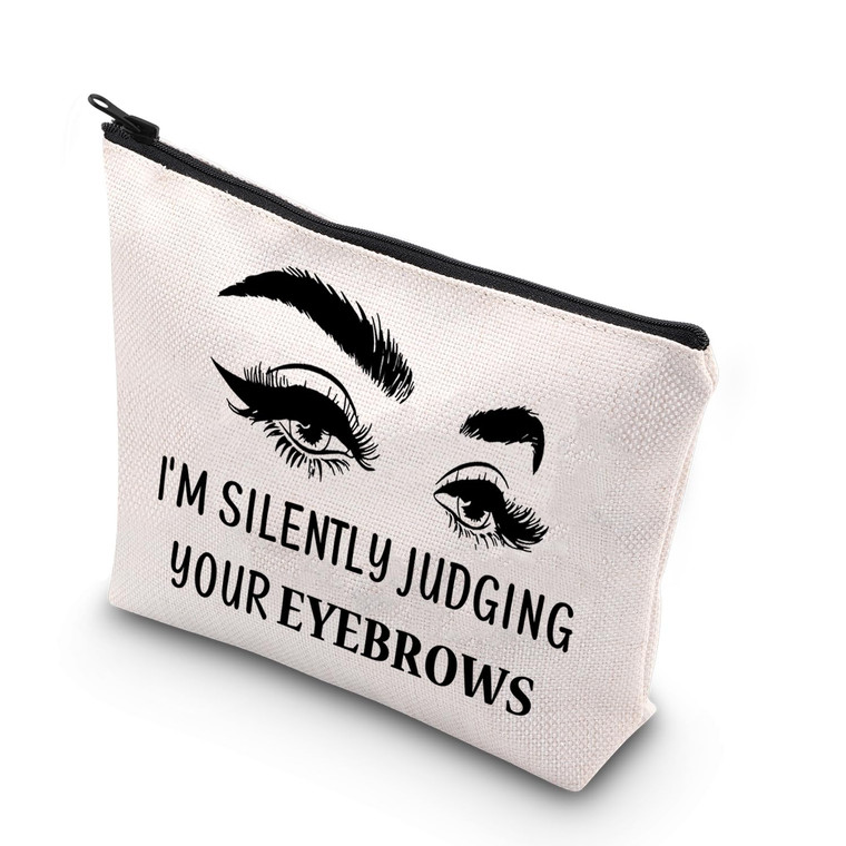 BDPWSS Esthetician Makeup Bag Makeup Artist Gift I'm Silently Judging Your Eyebrows Funny Gift For Beautician Cosmetologist Beauty Stylist Gift (judg