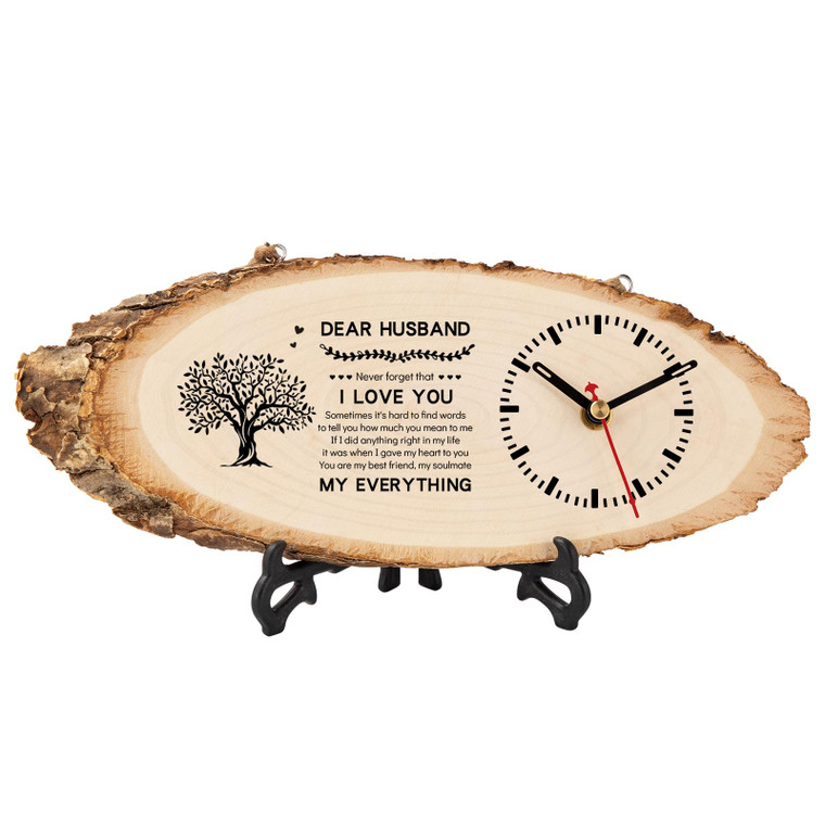 BeauGift Valentines Day Gifts for Him Husband, Mens Wooden Clock Gift for Husband from Wife, Birthday Anniversary Fathers Day Clock Gift for Him Offi