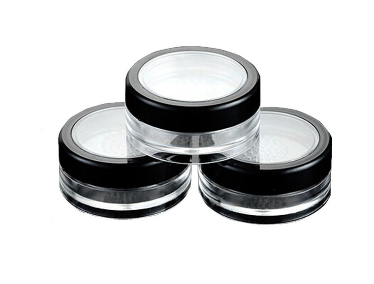 6 Pcs 10g 10ml Empty Plastic Clear Makeup Jar Cosmetic Cream Face Powder Blusher Foundation Container Pots With Sifter And Black Rimmed Lid