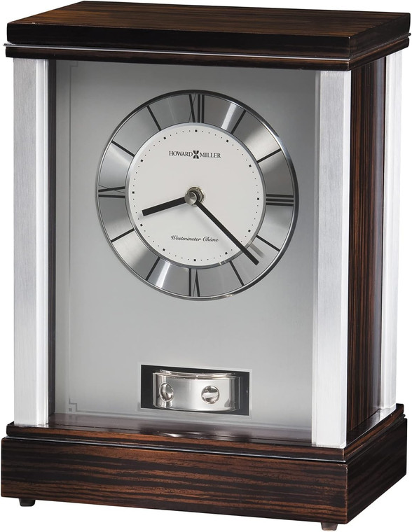 Howard Miller Malta Mantel Clock II 549-734 - Modern Aluminum with Quartz, Single-Chime Movement