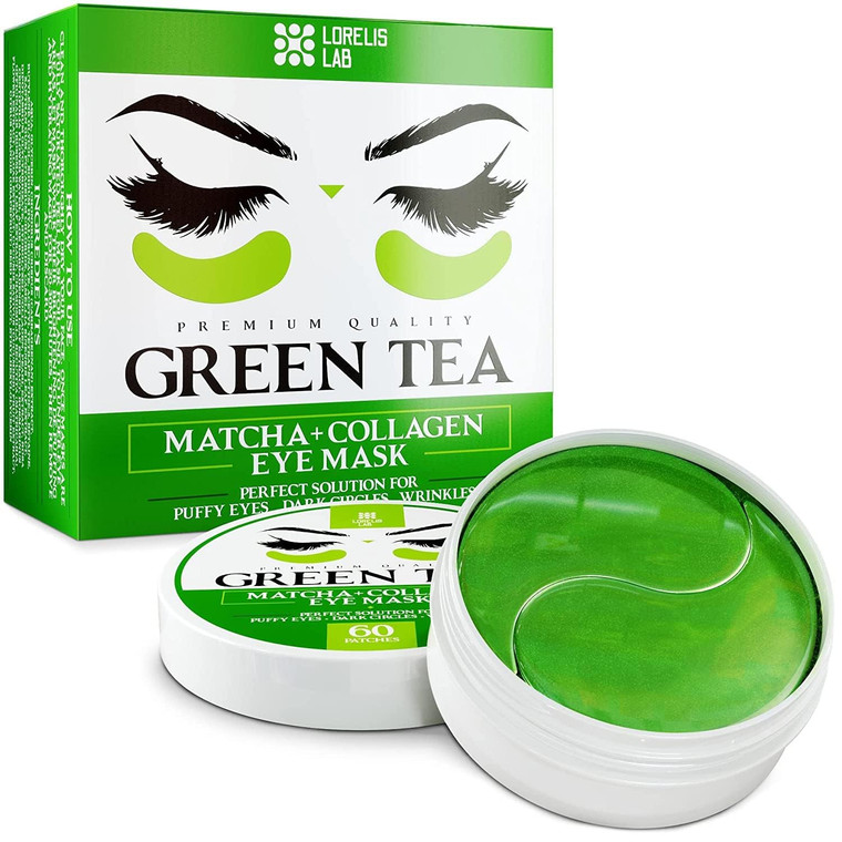 Green Tea Under Eye Patches 60 Pads - Matcha Under Eye Mask for Reducing Puffiness, Dark Circles, Wrinkles, Dull Skin, Fine Liners - Moisturizing Gel