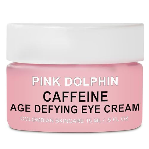 Pink Dolphin Caffeine Eye Cream  Anti-Aging Eye Treatment for Dark Circles, Puffiness & Fine Lines  Hydrating Formula with Caffeine & Hyaluronic Ac