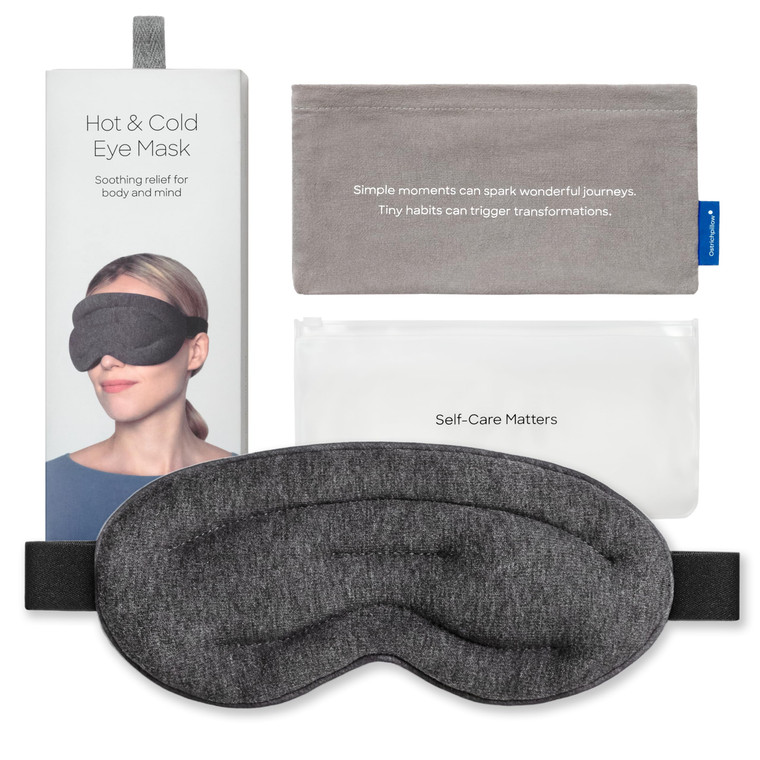 Ostrichpillow Hot & Cold Eye Mask - Clay Beads Hot Cold and Compression Therapy for Dark Circles, Eye Bags, Dry Eyes, Headaches, Migraines - Hook and