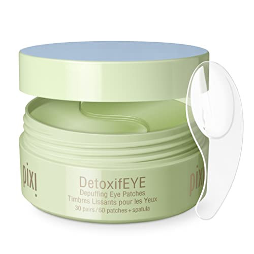 Pixi DetoxifEYE Depuffing Hydrogel Under-Eye Patches, Cucumber, Hyaluronic Acid & Caffeine for Puffy Eyes and Dark Circles, Hydrate Eye Area, 30 Pair