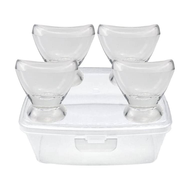 Boyizupha® 4 Pcs Transparent Glass Eye Wash Cup for Eye Rinse,Cleansing with Storage Container,Set of 4