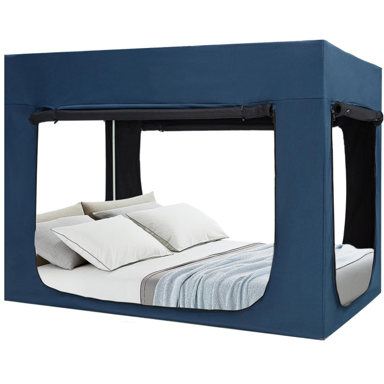 Quinnsus Bed Tent Bed Canopy Queen Size Tents for Adult and Kids - Portable Sleeping Bed Tents 80% Blackout with 4 Doors Breathable Private Space Ten