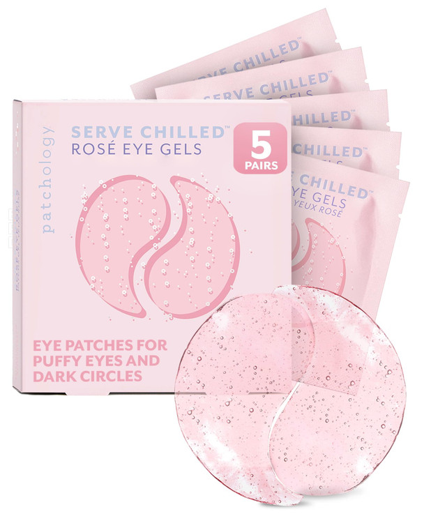 Patchology Serve Chilled Rosé Hydrating Under Eye Patches  Hyaluronic Acid & Antioxidant-Infused Eye Masks to Reduce Dark Circles, Puffiness & Fine