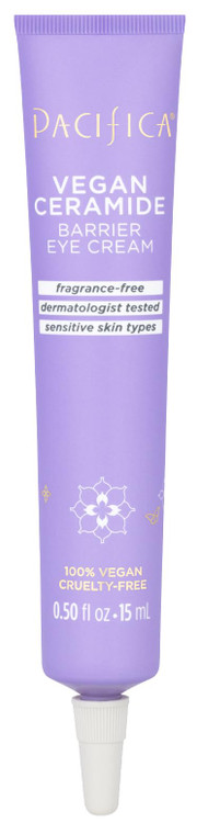Pacifica Vegan Ceramide Barrier Eye Cream  Hydrating Under Eye Moisturizer for Dry, Sensitive Skin, Fragrance-Free Treatment for Dark Circles, Puffi