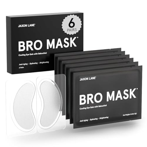 BRO MASK Under Eye Patches for Men with Hydrogel (6 x 1 pack) - Anti-Aging Korean Eye Masks for Dark Circles and Puffiness- Puffy Under Eye Treatment