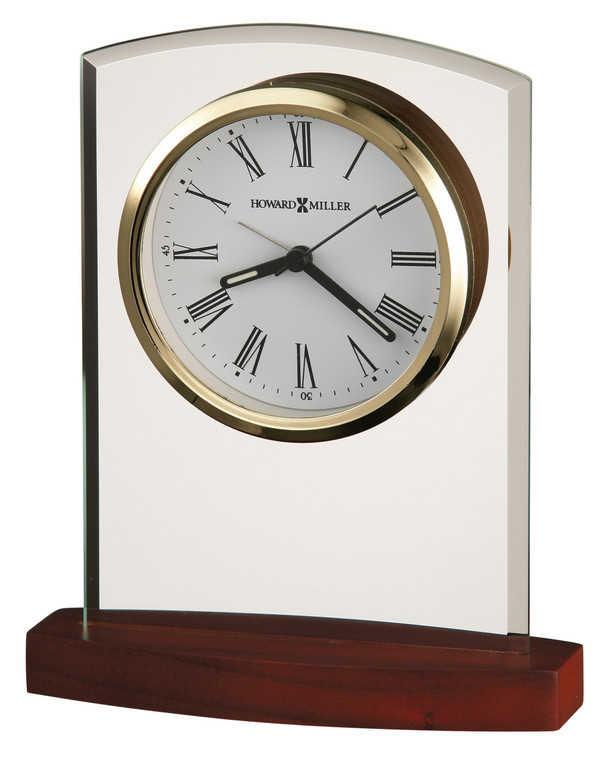 Howard Miller Marcus Table Clock  Decorative Tabletop Clock with Modern Alarm & Quartz Movement, Silent Ticking, Wooden Base & Roman Numeral Design