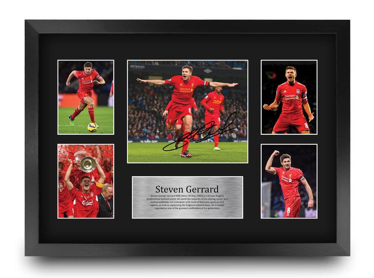 HWC Trading Steven Gerrard Signed Large 16 x 12 inch (A3) Printed Gifts Autograph Liverpool Print Photo Picture Display - 16" x 12" Framed