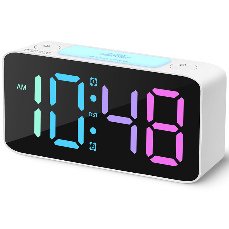 Cadmos Super Loud Alarm Clock for Heavy Sleepers Adults,Digital Clock with 7 Color NightLight,Adjustable Volume,USB Charger,Small Clocks for Bedrooms