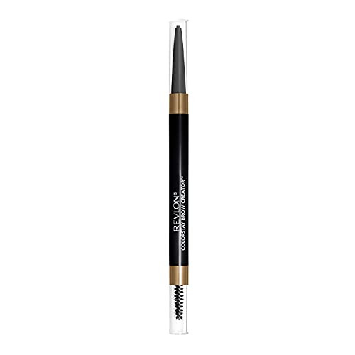 Revlon ColorStay Brow Creator, 2-in-1 Precise Eyebrow Pencil & Powder with Spoolie Brush, Waterproof & Long Lasting, 615 Soft Black, 0.003 oz