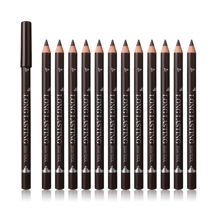 SUMEITANG 12 Pcs Dark Brown Eyebrow Pencil Eyeliner Makeup?Soft Textured?Easy to Color?Waterproof?Long Lasting Eyebrow Tint Pen for Fills in Sparse A