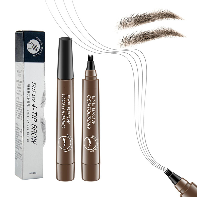 Eyebrow Contouring Pen, Waterproof Microblading Eyebrow Pencil with 4-Prong Micro-Fork-Tip Applicator, Liquid Eyebrow Pencils for women Creates Natur