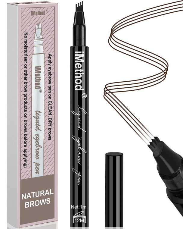iMethod Eyebrow Pen - iMethod Eyebrow Pencil with a Micro-Fork Tip Applicator Creates Natural Looking Brows Effortlessly and Stays on All Day, Black/