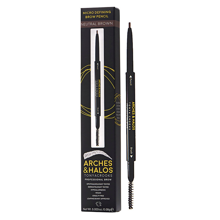 Arches & Halos Micro Defining Brow Pencil - Fuller and More Defined Brows - Long-Lasting, Smudge Proof, Rich Color - Dual Ended Pencil with Brush - V