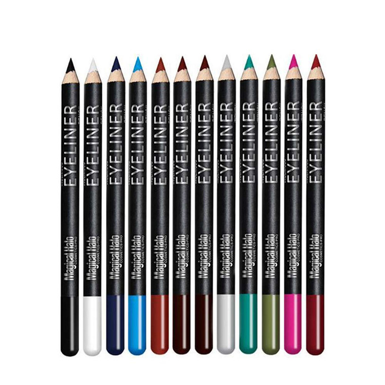 Linble Eye Liner Pencil Set - 12 Assorted Colors Natural Matte Long Lasting Hypoallergenic Eyeliners Eye Makeup Soft Crayon Pencils (Black Gray Brown