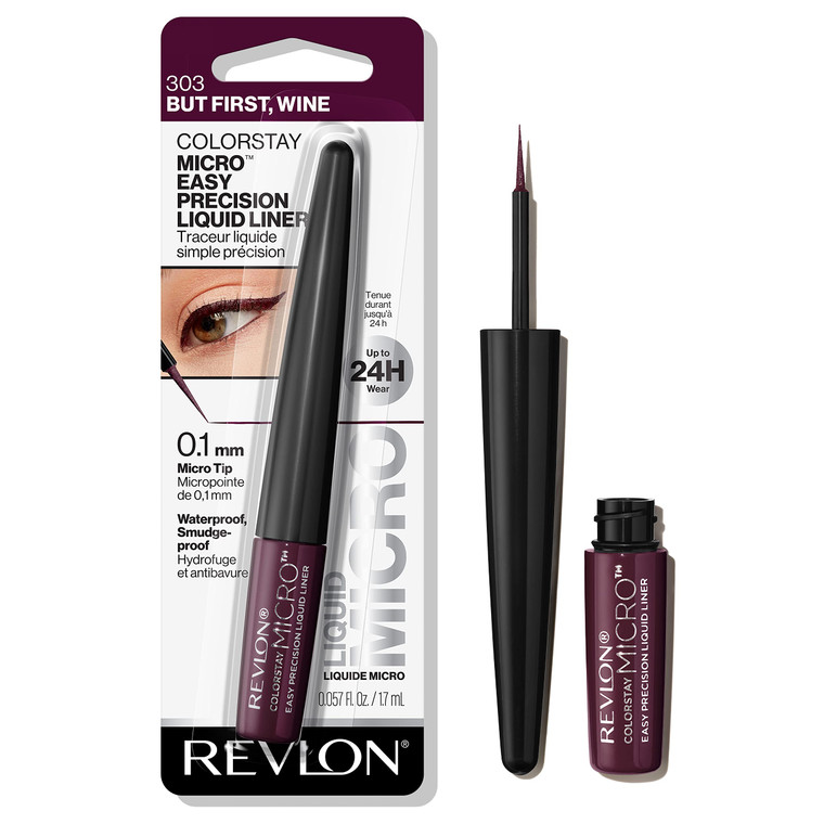 REVLON ColorStay Micro Easy Precision Liquid Eyeliner, Waterproof, Smudgeproof, Longwearing with Felt Tip Applicator, 303 But First, Wine, 0.057 fl o
