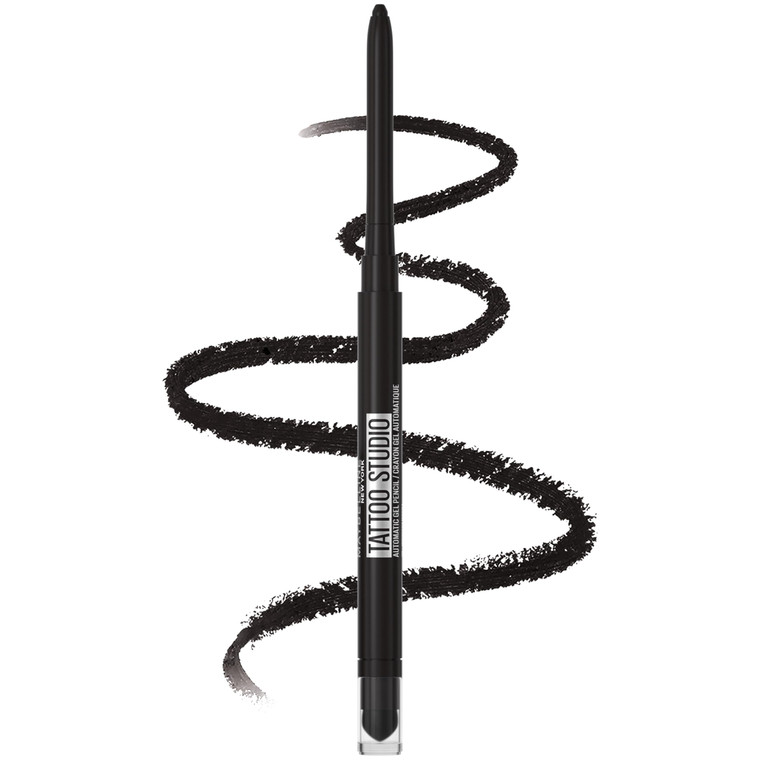Maybelline Tattoo Studio Automatic Gel Pencil Waterproof Eyeliner, Blendable, Smudge Resistant, Matte Eyeliner For Up To 36HR Wear, Pitch Black (Smok
