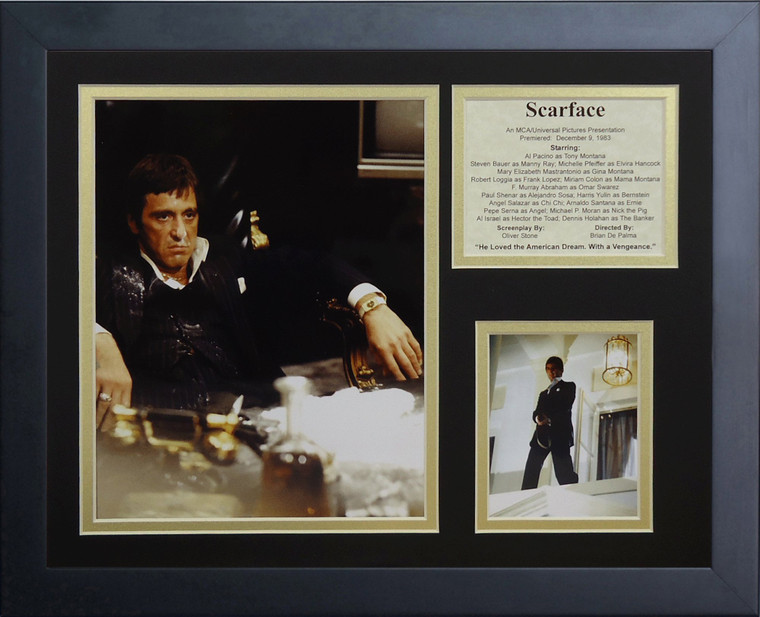 Legends Never Die Scarface- Al Pacino The Drug King Of Miami Collectible | Framed Photo Collage Wall Art Decor, 11x14-Inch, (16530U)