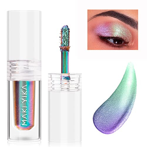MAKI YIKA Glitter Liquid Eyeshadow Chameleon Metallic Eyeshadow MultiColor Shifting Long Lasting Multichrome Holographic Eye Topper Glitters (#6 Auro