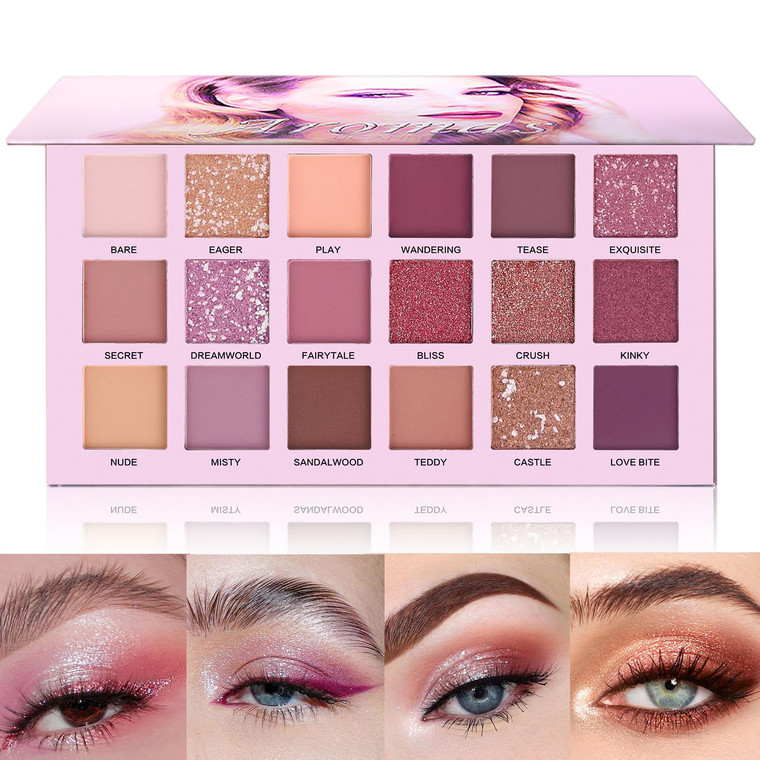 UCANBE Professional 18 Colors Aromas Nude Eyeshadow Palette Long Lasting Multi Reflective Shimmer Matte Glitter Pressed Pearls Eye Shadow Makeup Pall