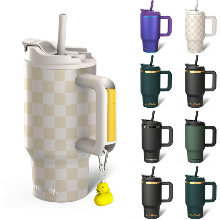 Frost Buddy Thicc Buddy - 16 oz Stainless Steel Vacuum Insulated Tumbler with Lid and Straw for Water - Travel Mug Cupholder Friendly - Gifts for Wom