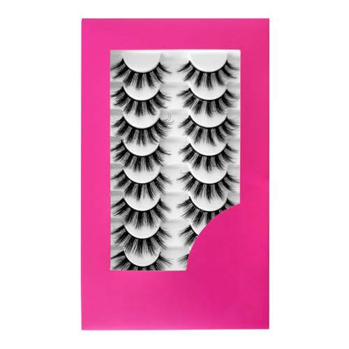 beautykaisen 8Pair 3D False Eyelashes Fluffy Natural Look PACK Volume Fluffy Natural Faux Mink Lashes(3D999 DRAK PINK)