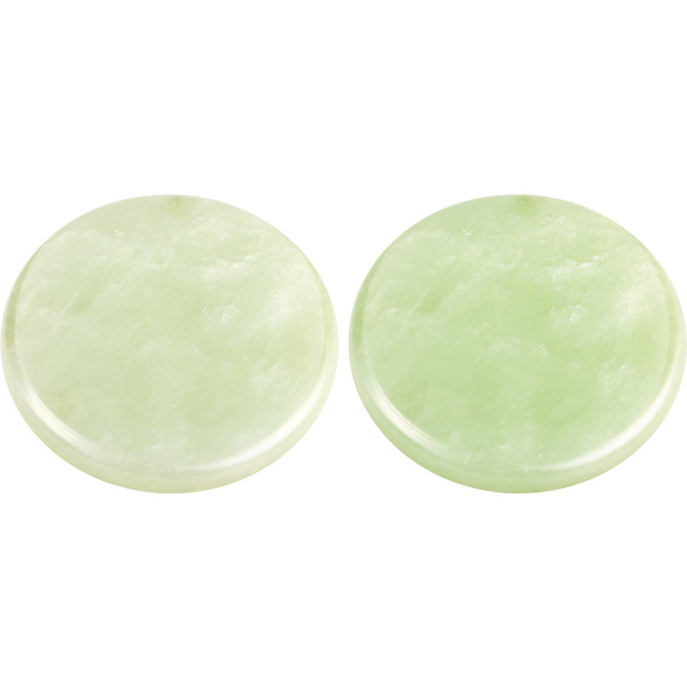 Bememo 2 Pieces Jade Stone for Lash Glue Eyelash Extension Round Jade Stone Green Lash Tile Glue Holders Adhesive Pallet Fake Eyelash Holder Base 2 I