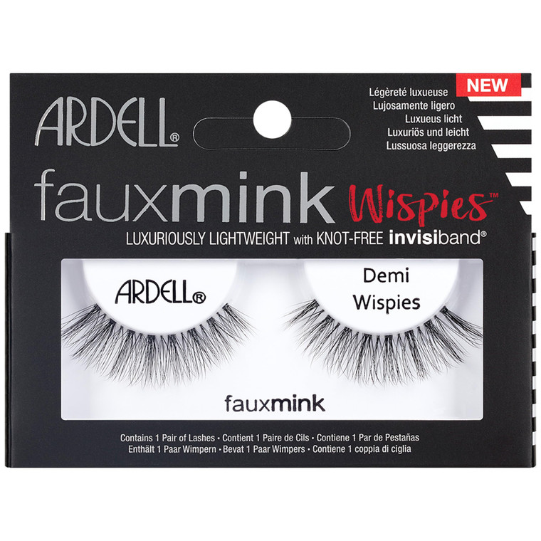 Ardell Faux Mink Demi Wispies False Eyelashes  Natural Wispy Lashes with Invisiband, Reusable Lash Strips, 1 Pair