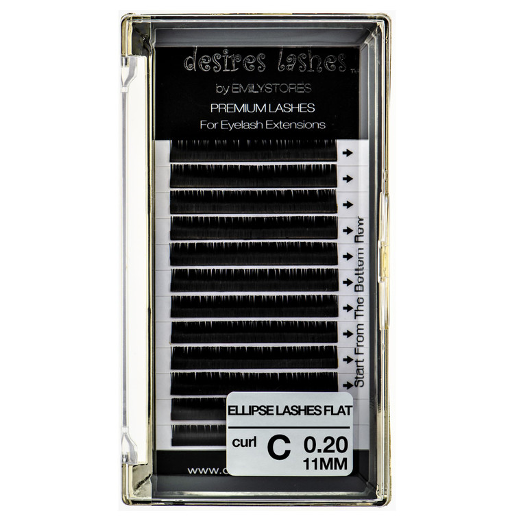 Ellipse Eyelashes 0.20mm Thickness C Curl Length 11mm Flat Lashes Extensions Individual Volume So-Soft For eyelash Extension(Ellipse,Flat 0.20,C,11mm