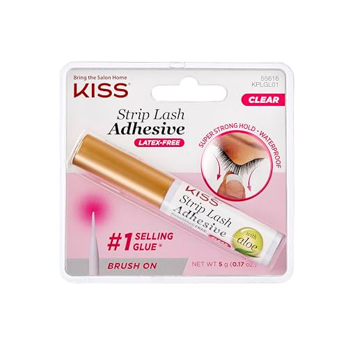 KISS Lash Adhesive, Lash Glue, 24hr Strip Eyelash Adhesive, Clear, Includes Lash Adhesive, Long Lasting Wear, Can Be Used with Strip Lashes and Lash