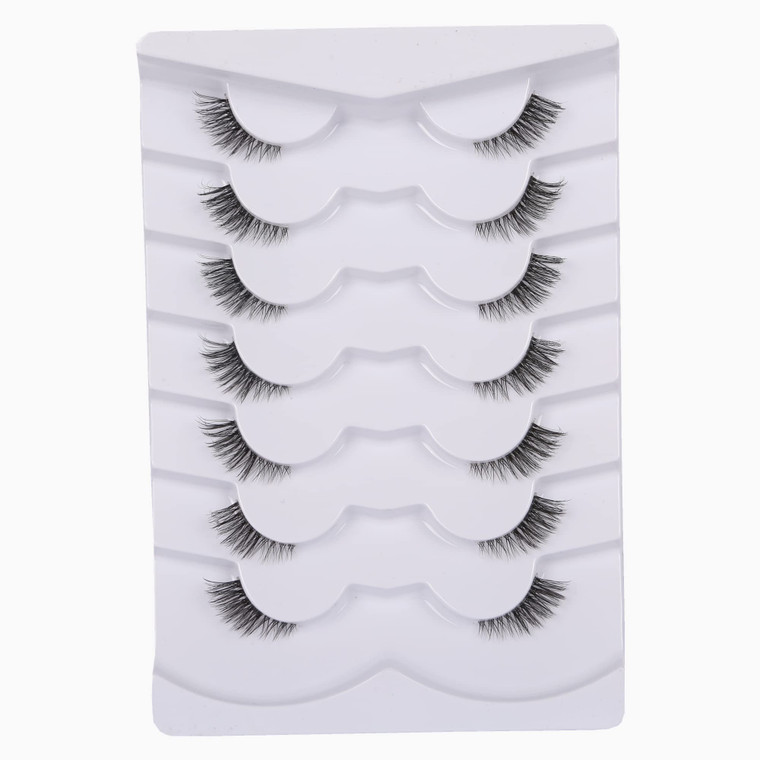 Gmagictobo False Eyelashes Natural Half Lashes Short Wispy Clear Band Lashes Pack 7 Pairs Multipack