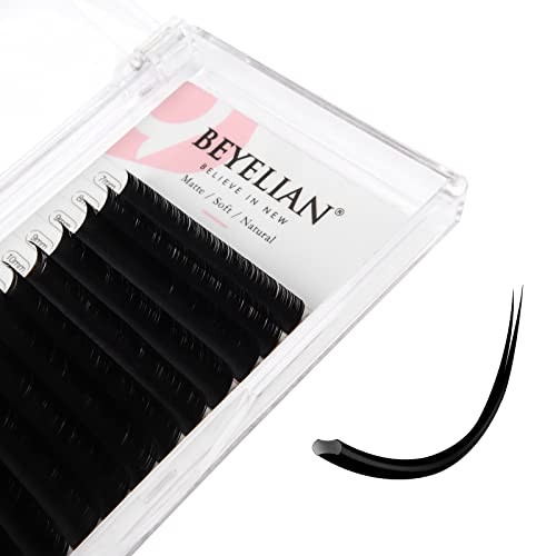 BEYELIAN Flat Eyelash Extension, Ellipse Lash Extensions 0.15/0.20 C/D Curl 7-15mm 16 Rows Matte Black Eyelash Extension Supplies Classic Lash Extens