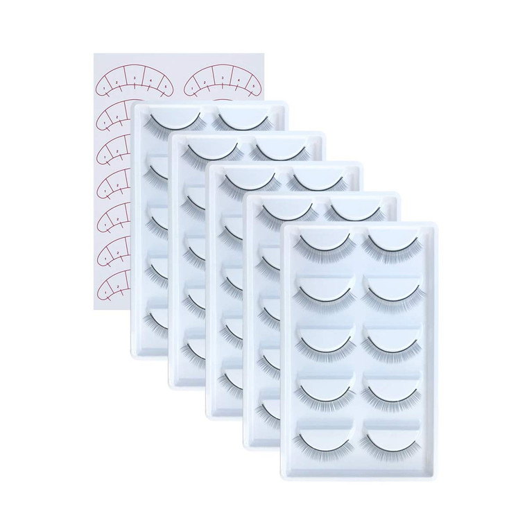 30 Pairs Practice Lashes for Lash Extensions Training Eyelash Extension Supplies Practice Strips Thin Band 8mm Mimic Natural Eyelash for Mannequin He