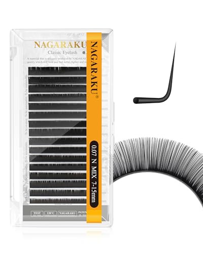 NAGARAKU Eyelash Extensions Classic J B C D N LC LD L DD CC LB Curl 0.03-0.20 Thickness 5-17mm, Matte Black Individual Lashes Professional Supplies f