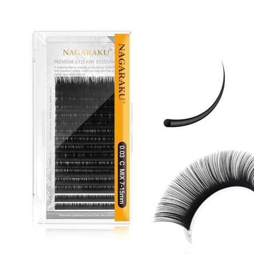 NAGARAKU Eyelash Extensions Classic J B C D N LC LD L DD CC LB Curl 0.03-0.20 Thickness 5-17mm, Matte Black Individual Lashes Professional Supplies f