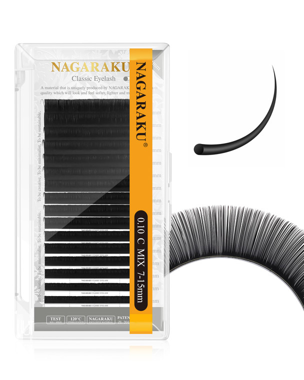 NAGARAKU Eyelash Extensions Classic J B C D N LC LD L DD CC LB Curl 0.03-0.20 Thickness 5-17mm, Matte Black Individual Lashes Professional Supplies f