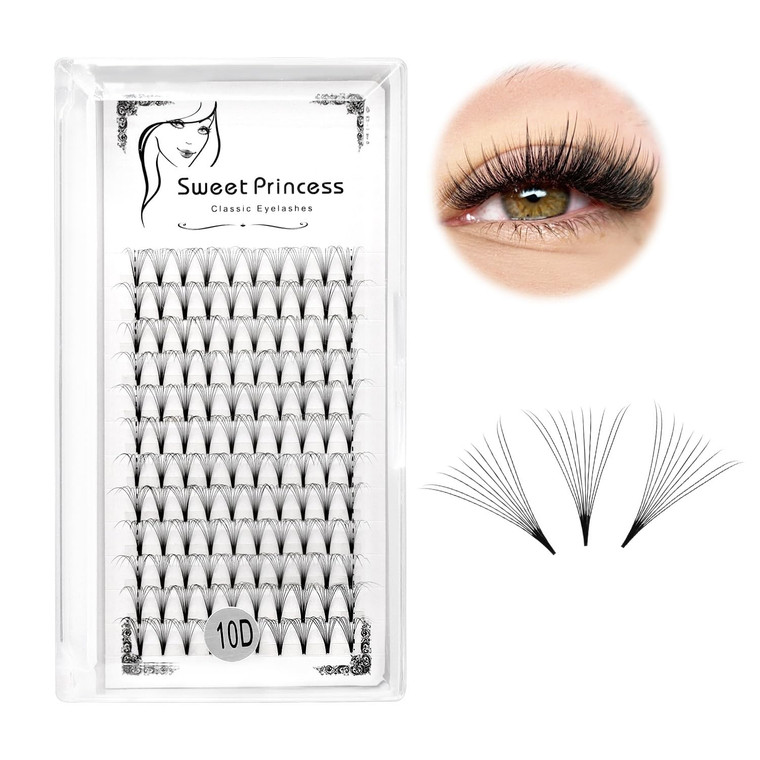 12rows,120pcs 10D Premade Volume Fans Eye Lashes Extensions Thickness 0.07mm D Curl Black Soft Individual False Eyelashes Makeup Fake Lashes Cluster