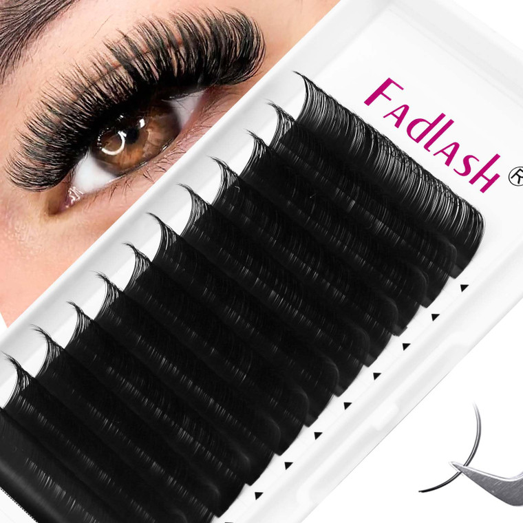 Lash Extensions FADLASH Eyelash Extensions D Curl 0.20mm 14mm Premium Silk Classic Eyelash Extensions Supplies (0.20-D,14mm)