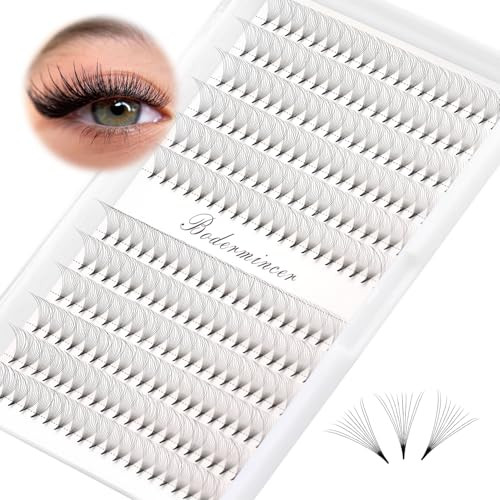 Dedila Short Stem Nature Long 10D Premade Fans Dramatic Volume Eye Lashes Extensions Thickness 0.07mm D Curl Soft and Light Weight Individual False E
