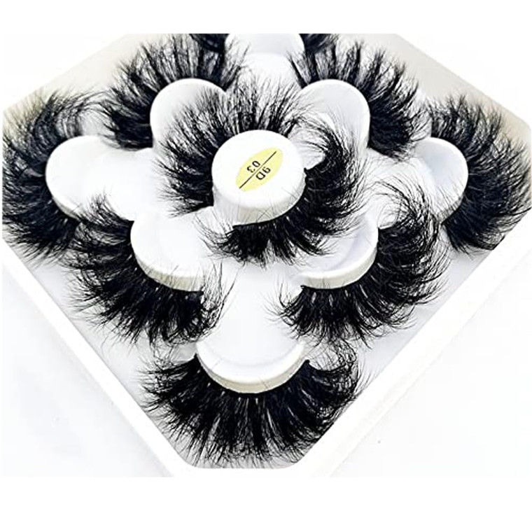 HBZGTLAD new 5 Pairs 25 mm 3d Mink Lashes Bulk Faux with Custom Natural Mink Lashes Pack Short Wholesales False Eyelashes (9D-03)