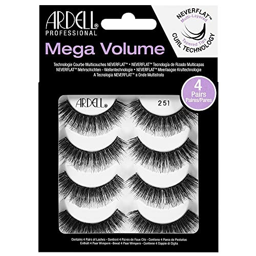 Ardell False Eyelashes Mega Volume 251, 1 Pack (4 Pairs Per Pack)