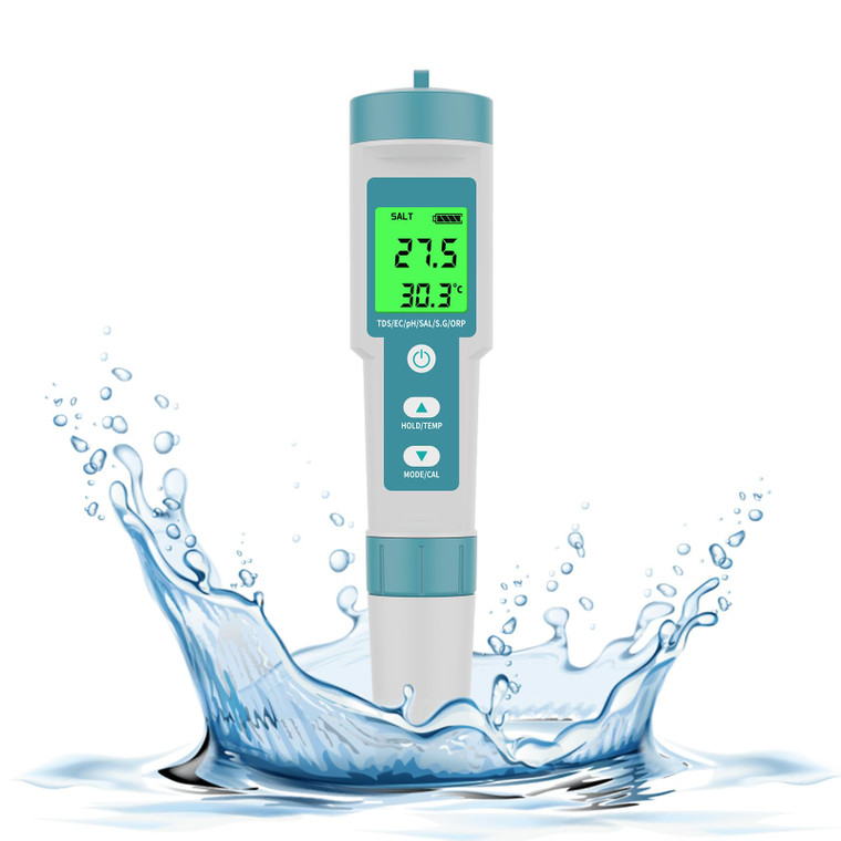 PH Meter TDS Meter 8 in 1 Digital Water Tester Pool Salt Tester Salinity, PH, TDS, EC, ORP, H2 and TDS Meter, PH Meter for Water with LCD Backlit Tes