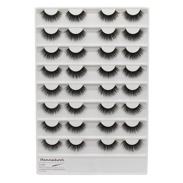 Large Tray-16Pairs Mink False Eyelashes 3D Handmade Nature Long Dramatic Black Soft and Light Volume Eye Lashes Extensions Makeup Tools (2042)