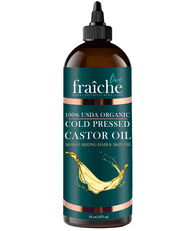 Organic Castor Oil (16oz) - Pure Castor Oil Organic Hexane Free Cold Pressed Unrefined Bottle - Natural Hair Growth Oil for Moisturizing & Healing Dr