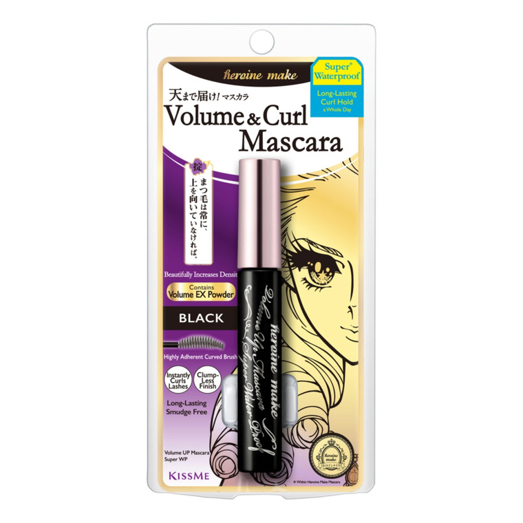 HEROINE MAKE by KISSME Volumizing Mascara Waterproof & Curvy Brush for Eye Makeup | Waterproof Mascara Volume & Length by Defining Fiber for Long-las