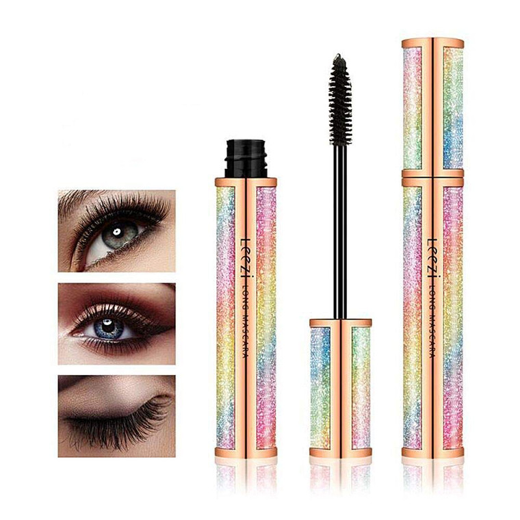 4D Silk Fiber Eyelash Mascara Waterproof - Thickening Long Lasting Smudge-Proof Natural Curling Lengthening All Day Exquisitely Extra Long Black (A)