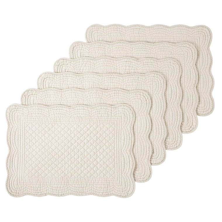 MABOZOO 100% Cotton Quilted Placemats Set of 6,Washable Cloth Table Placemats for Kitchen & Dining Table